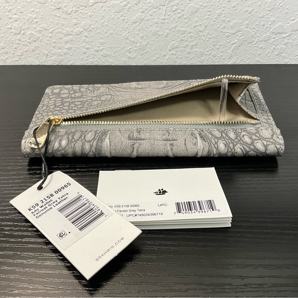 Brahmin Ady FAIREST GREY TETRA slim Leather Wallet NWT - Picture 7 of 7